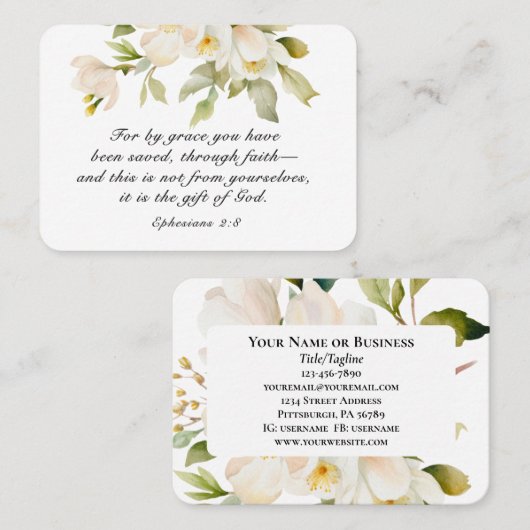 Carte De Visite Éphésiens 2:8 Par grâce vous avez sauvé la Bible (Devant / Derrière)