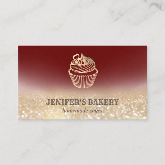Carte De Visite Épicerie d'or moderne cupcake boulangerie maison (Devant)
