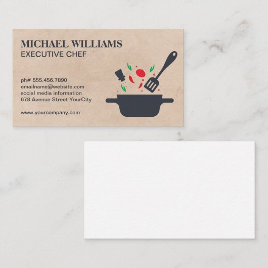 Carte De Visite Épices et Cuisine alimentaire en Pot (Devant / Derrière)