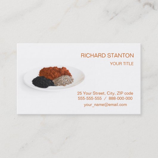 Carte De Visite Épices sur l'assiette (Devant)