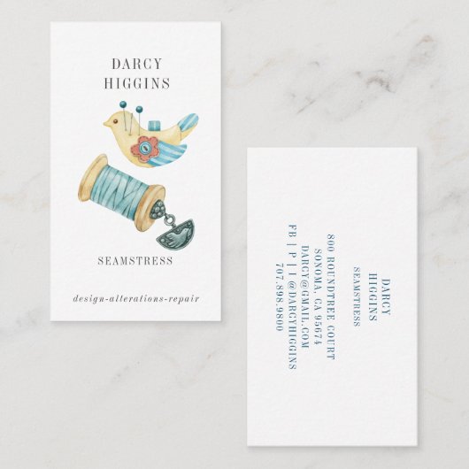 Carte De Visite Épingle De Cuissure De Seamstress Tailor Pin Spool (Devant / Derrière)