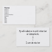 Carte De Visite Épouse ou chiropractie de sélection (Devant / Derrière)
