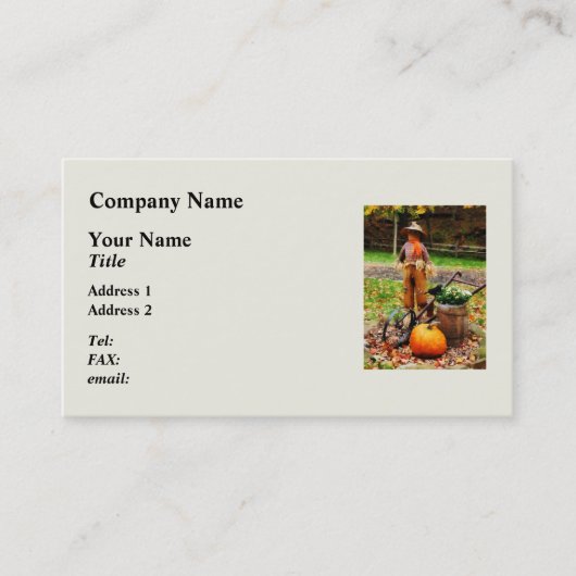 Carte De Visite Épouvantail et Citrouille (Devant)