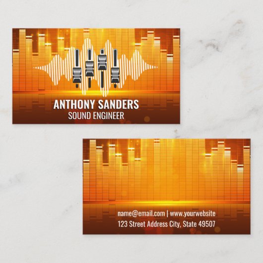 Carte De Visite Equalizer Light Background | Mixer | Sound (Devant / Derrière)