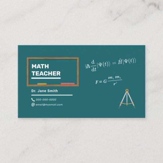 Carte De Visite Equations & Compas Enseignant Math (Devant)