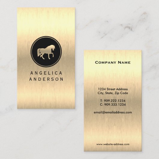 Carte de visite équestre d'or (Devant / Derrière)