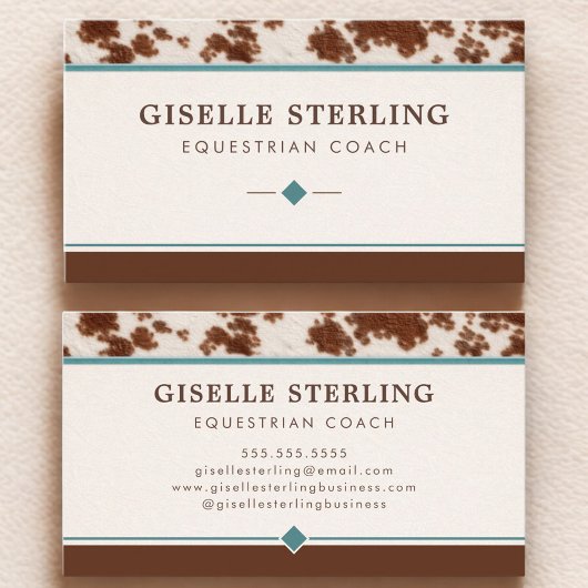 Carte De Visite Equestrian Coach Rustic Cowhide Western