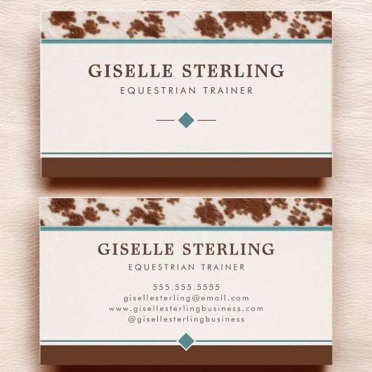 Carte De Visite Equestrian Trainer Cowhide Western