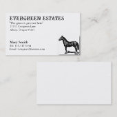 Carte de visite équin d'écuries de cheval (Devant / Derrière)
