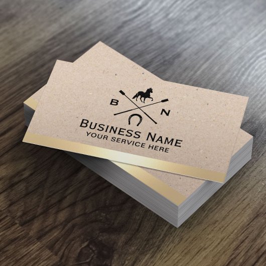 Carte De Visite Equine équestre Logo Cheval Moderne Frontière Or