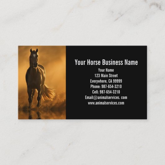 Carte De Visite Equine Horse Boarding Lessons Vet Business (Devant)