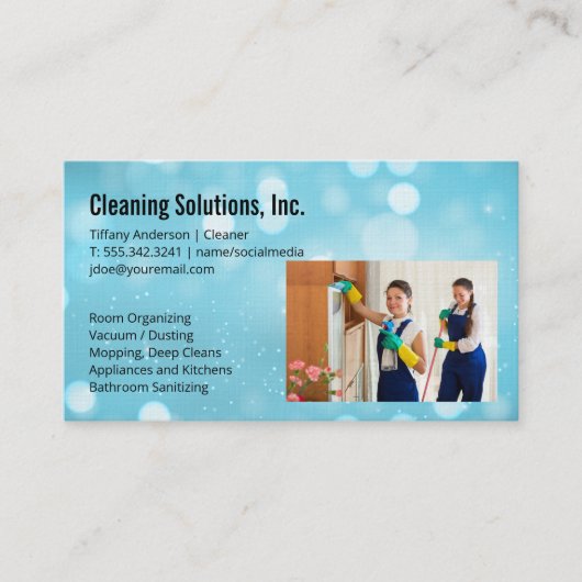 Carte De Visite Équipe de nettoyage | Concierges (Devant)