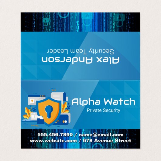 Carte De Visite Équipe de sécurité | Cyber-codage | Technologie (Extérieur déplié)