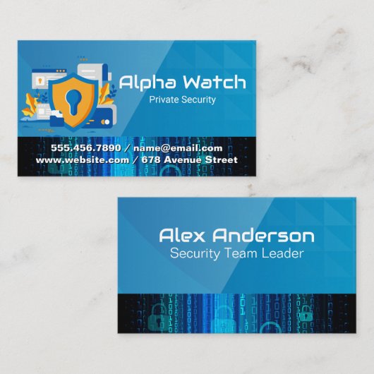 Carte De Visite Équipe de sécurité | Cyber-codage | Technologie (Devant / Derrière)