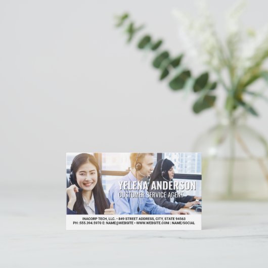 Carte De Visite Équipe du support client travaillant dans Office (Debout devant)