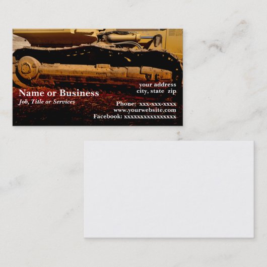 Carte De Visite équipement de construction lourd (Devant / Derrière)