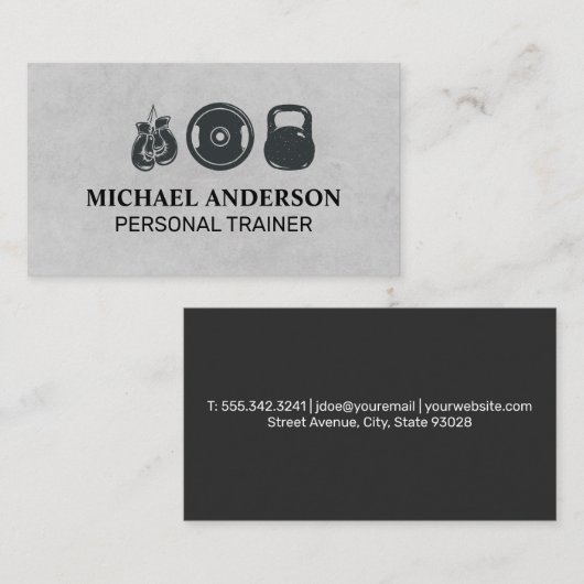 Carte De Visite Équipement de fitness | Poids et gants de boxe (Devant / Derrière)
