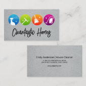 Carte De Visite Équipement de nettoyage des maisons | Icônes de ne (Devant / Derrière)