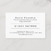 Carte De Visite Équipement de télécommunications avec photo du tit (Dos)
