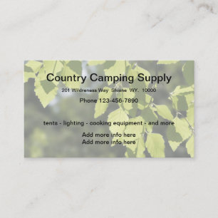 Carte De Visite Équipement et fournitures de camping