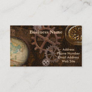 Carte De Visite Équipements en Steampunk, Globe, Compass