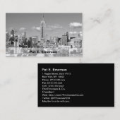 Carte De Visite ESB NYC Skyline Clouds Puffy BW (Devant / Derrière)