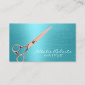 Carte De Visite Escalier Rose élégant ciseau or Turquoise (Devant)