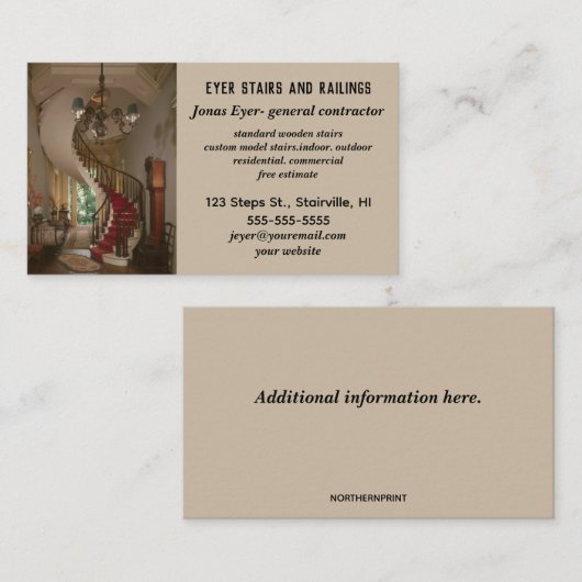 Carte De Visite Escaliers et rails modifiables (Devant / Derrière)