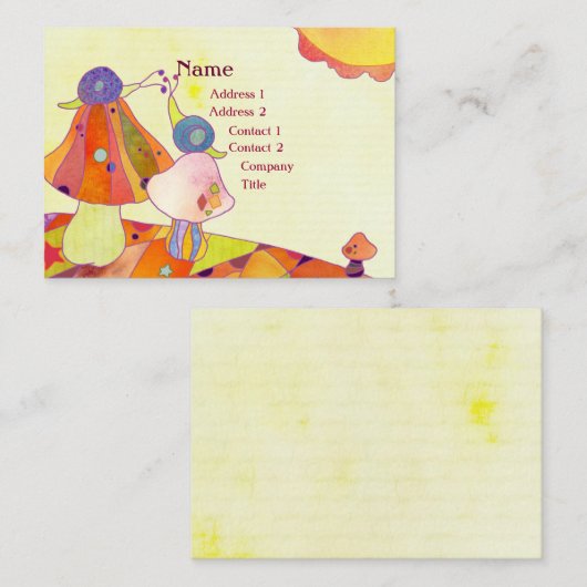 Carte De Visite Escargots sur les champignons Garde d'enfants (Devant / Derrière)