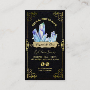 Carte de visite Esotérique Crystal Noir Bleu Et Or