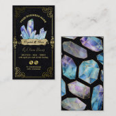 Carte de visite Esotérique Crystal Noir Bleu Et Or (Devant / Derrière)