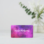 Carte De Visite Espace rose & violet & Étoiles Faux Galaxy (Debout devant)