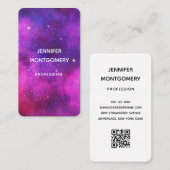 Carte De Visite Espace rose & violet & Étoiles Faux Galaxy (Devant / Derrière)