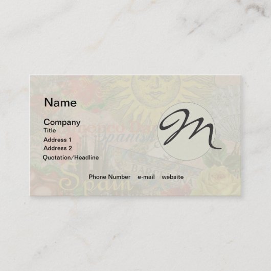 Carte De Visite Espagne Sunshine Espagnol Travel Art (Devant)