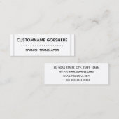 Carte de visite espagnol simple de traducteur (Devant / Derrière)