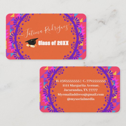 Carte De Visite Espagnol simple moderne (Devant / Derrière)