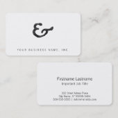 Carte De Visite Esperluète noire rustique d'impression (Devant / Derrière)