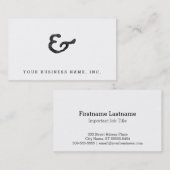 Carte De Visite Esperluète noire rustique d'impression (Devant / Derrière)