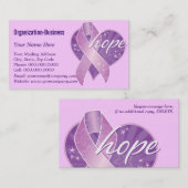 Carte De Visite espoir en ruban violet (Devant / Derrière)