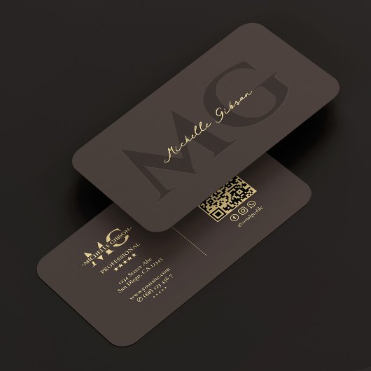 Carte De Visite Espresso Luxe Professionnel Initiales Moderne
