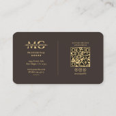 Carte De Visite Espresso Luxe Professionnel Initiales Moderne (Dos)