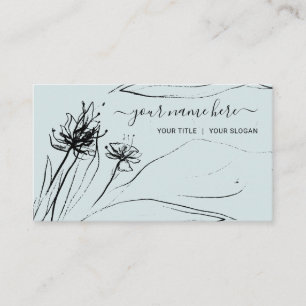 Carte De Visite Esquisse de fleurs vertes Elégante ceinture dessin