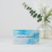 Carte De Visite Esquisse turquoise d'aquarelle bleu moderne (Debout devant)