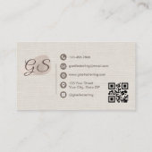 Carte De Visite Esthetician Beige Linen Modern Elegant QR Code (Dos)