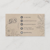 Carte De Visite Esthetician Beige Suede Floral Line Art Script (Dos)