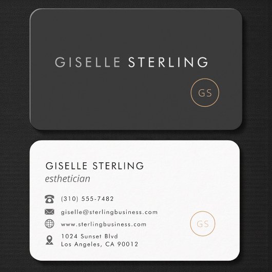Carte De Visite Esthetician Black Professional