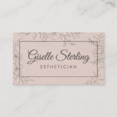 Carte De Visite Esthetician Blush Floral Line Art Script (Devant)