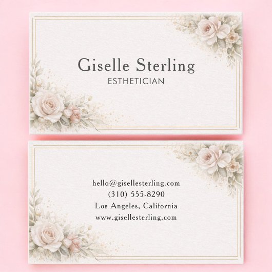 Carte De Visite Esthetician Floral Neutral Professional