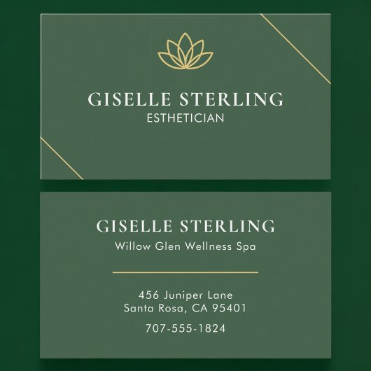 Carte De Visite Esthetician Green Gold