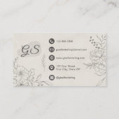 Carte De Visite Esthetician Marble Stone Floral Line Art Script (Dos)